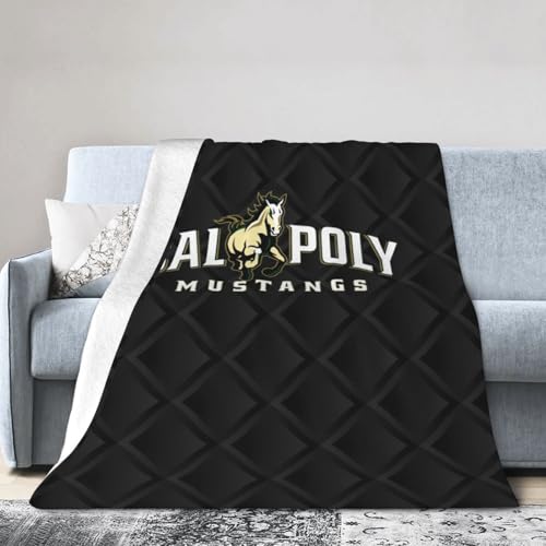 Cal Poly Mustangs Fleece Blanket, Very Soft Microfiber Flannel Blanket for Couch Warm and Cozy for All Seasons