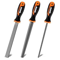 Holzraspel Set, 200 mm Feilenset Metall, 3 tlg Feilen Set inkl. Flachfeile Halbrundfeile und Rundfeile, Metallfeile, FrottierHolz Feilenset für Holzbearbeitung, Heimwerken, Handwerk