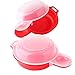 2 Sets Microwave Egg Cooker,1 Minute Fast Egg Hamburg Omelet Maker Kitchen Cooking Tool (Red and clear)