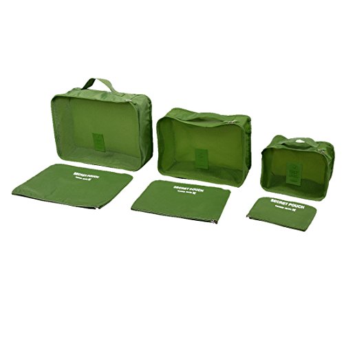 Ruilogod Ropa de viaje Clasificación Bolsa de almacenamiento Embalaje Organizador de equipaje 6 en 1 Verde