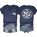 MASHANKU Girls Trip 2026 V-Neck T-Shirt for Women Letter Love Graphic Besties Travel Top Summer Vacation Beach Shirt, Navy M