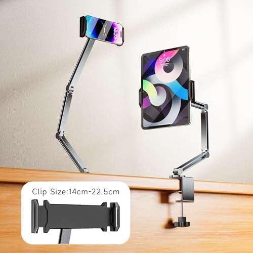 YICOSUN Soporte de Tablet con Pinza de Aluminio Ajustable 360° - Gris miniatura 6