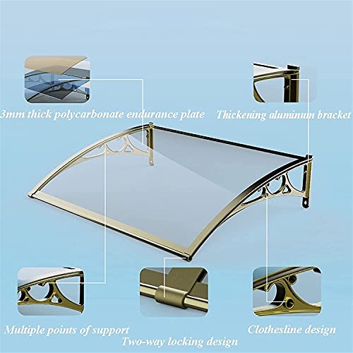 Door-Window Awnings Canopy Front Door Patio Cover Outdoor Garden Canopy Polycarbonate Cover Uv Rain Snow Protection(Color:clear;Size:120X300Cm) #TOP4