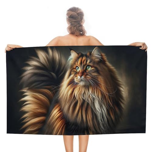 Serviette de plage à séchage rapide motif chat fluffy long-haired - 2