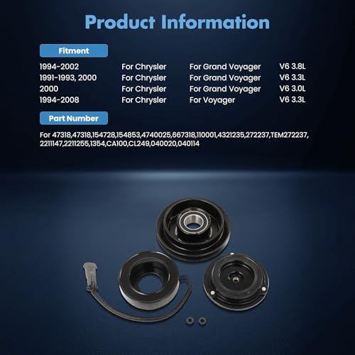 Image of ECCPP AC Compressor Clutch for Dodge Grand Caravan 3.0L 3.8L 1993-2000