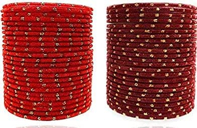 Mahakal glass velvet bangle set for women and girls (pack of 48) (2.6, Red-maroon) (B09VGQ6Z7D) Amazon Price History, Amazon Price Tracker
