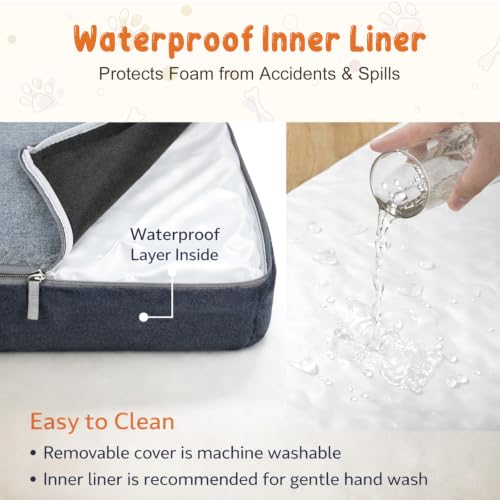 Image of EMPSIGN Stylish Dog Bed Crate Pad Mattress Reversible (Cool and Warm), Water Proof Linings, Removable Machine Washable Cover, Firm Support Pet Crate Bed for Small to XX-Large Dogs, Grey