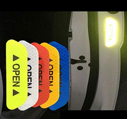 Image of Car Reflective Stickers Night Visibility Warning Reflective Door Open Sign Tape Universal Adhesive for Auto 9.5 x 2.5cm (White) 4 pcs for Toyota Etios Liva New