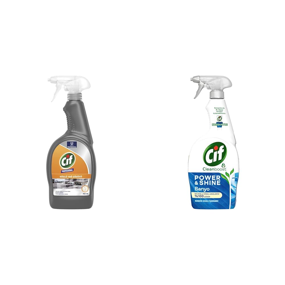 Cif Profesyonel Güçlü Yağ Çözücü Sprey 750 ml 1 Cif Power Shine Cleanboost Sprey Temizleyici Banyo İçin Temizleyici ve Kireç Çözücü 750 ML 3, Banyo İçin Temizleyici ve Kireç Çözücü 750 ML(3) ile