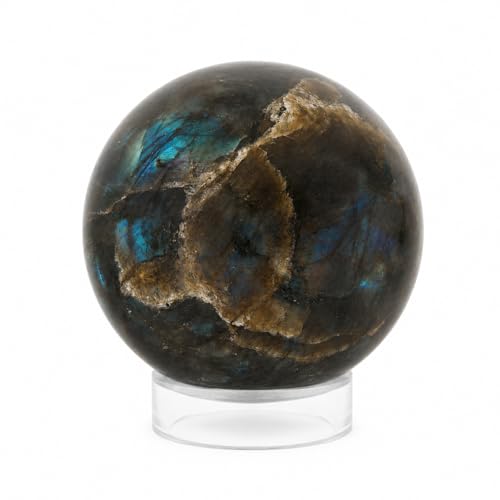 Sphère labradorite de Madagascar 70 mm idéale pour la méditation et la décoration de salon