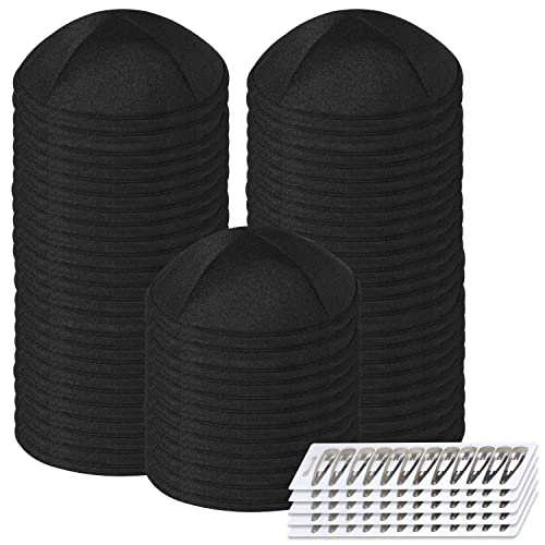 Zion Judaica Black Synagogue Kippah Deluxe Linen Rosh Hashunah Prayer Yamulkah Temple Kippot Hat Bat Mitzvah Yamakas Chupah Kipa Jewish Wedding Skullcaps Bris Yom Kippor High Holidays Yarmulke 60 BK