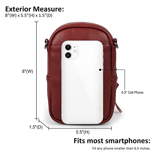 Image of befen Genuine Leather Crossbody Cell Phone Purse for Women, Small Zip Around RFID Blocking Crossbody Wallet Bags