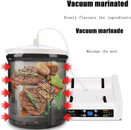 Vacuum Tumbler 7L - Marinator Machine with Digital Timer & LED Display, for Fast Pickling of Meat, Includes Barrel and 20 Disposable Gloves