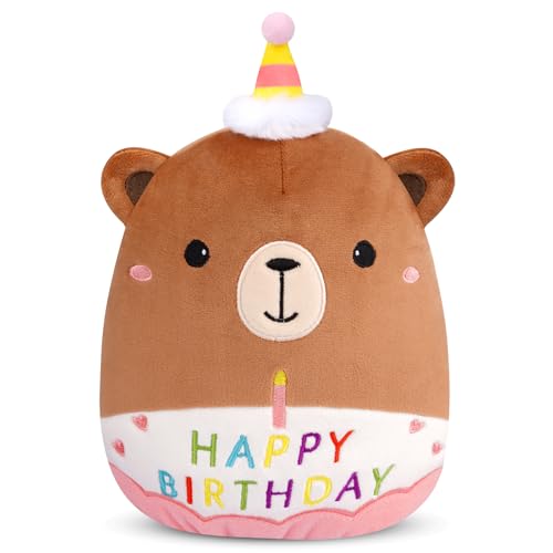 Prewplam Happy Birthday Teddy Bear Plush - 8inch Birthday Stuffed Animal Bear Plushie Pillows Toys, Soft Doll Gifts Party Decoration for Kids Girls...