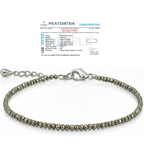 Image of Arihant Gems & Jewels Original Raw Pyrite Anklet for Men & Women | Money Magnet for Wealth, Success & Prosperity | Adjustable Crystal Healing Anklet for Good Luck, Positive Energy & Financial Growth.