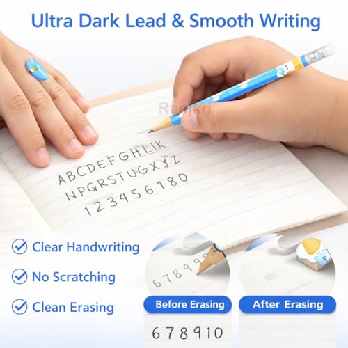 Image of Cute Cartoon HB Pencils Set for Kids (24 Pencils) | Triangle Grip, Dark Writing, Break Resistant Lead | School, Homework, Drawing, Birthday Return Gift Set