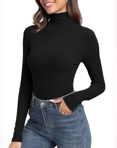GEMBERA Womens Long Sleeve Turtle Neck Basic Slim Fitted Ribbed Knit Tops Thermal Shirts2