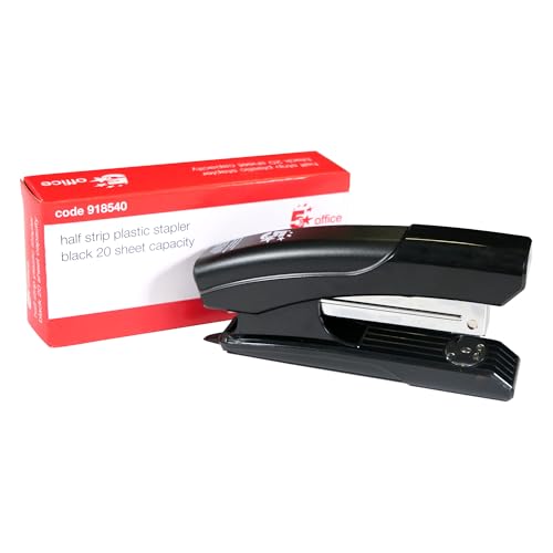 Image of 5 Star Stapler Half Strip Plastic Capacity 20 Sheets Black Ref 918540 -FST