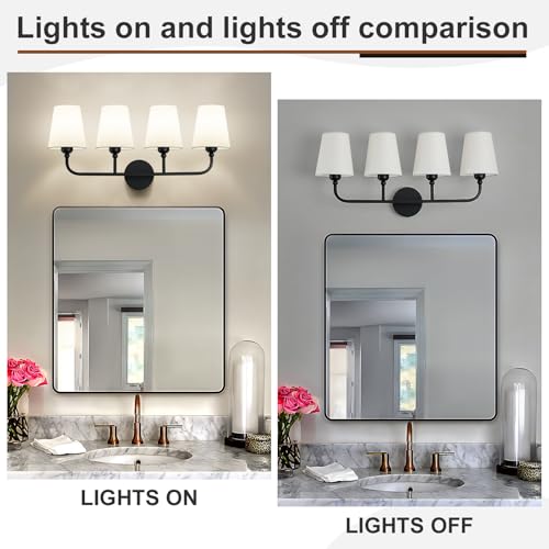 Image of Bathroom Vanity Light, Matte Black Bathroom Lighting Fixtures Over Mirror