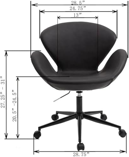 Image of Modern Swivel Lounge Chair with Hydraulic Lift for Home Office Hotel Cafe (Black-Black)
