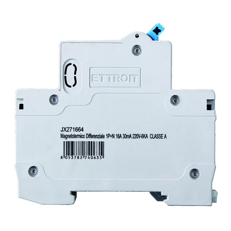 Interruttore Magnetotermico Differenziale 1P+N 16A 30mA 220V-6KA CLASSE A 2 MODULI 30mA per Guida DIN - Protezione Circuiti e Sicurezza Impianti