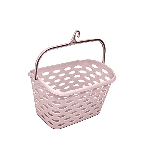 Durable Plastic Peg Tidy Basket Laundry/Clothes Pegs with Handle Light Weight Convenient Size for All Garment Hanging with Hook Washing Line Airer Basket (Pink Peg Basket) - Image 2