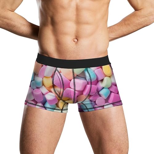 Colorful Marshmallows Candy Mens Boxer Briefs Underwear Shorts Trunks Stretch Breathable Underpants