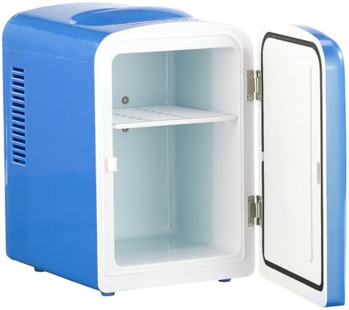 Rosenstein & Söhne Reisekühlschrank: Mini-Kühlschrank mit Warmhalte-Funktion, für 12 & 230 V, 4 Liter, blau (Mini Reise Kühlschrank, Mobiler, Kühl)