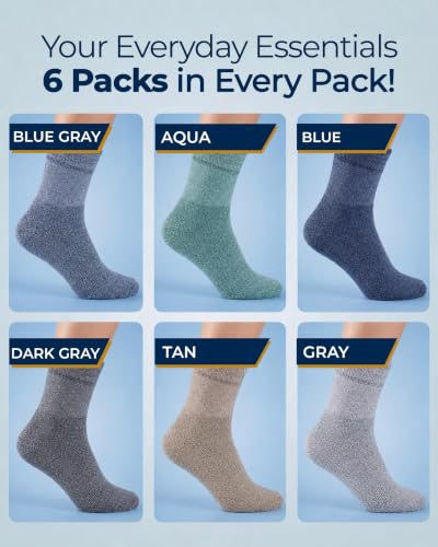 Image of Pembrook Bamboo Viscose Diabetic Socks for Women & Men - 6 Pairs Ankle Socks for Swollen Feet | Neuropathy Socks
