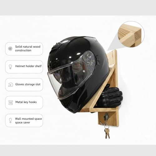 AMAZBIRD Wooden Helmet Wall Mount Organizer - Image 4