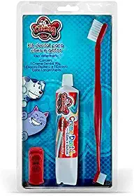 Kit Bucal para Cães e Gato, Dedeira para escovação bucal + Escova de dentes + Creme dental Morango 90g, Kit Anti-tártaro