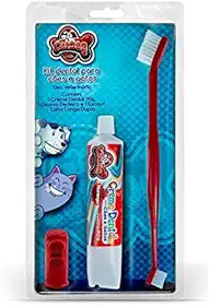 Kit Bucal para Cães e Gato, Dedeira para escovação bucal + Escova de dentes + Creme dental Morango 90g, Kit Anti-tártaro