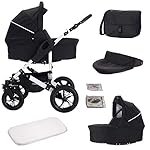 Bebebi Florida | 3 in 1 Kombi Kinderwagen Set | Hartgummireifen | Farbe: Floblack