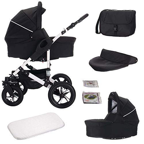 Bebebi Florida | 3 in 1 Kombi Kinderwagen Set | Hartgummireifen | Farbe: Floblack