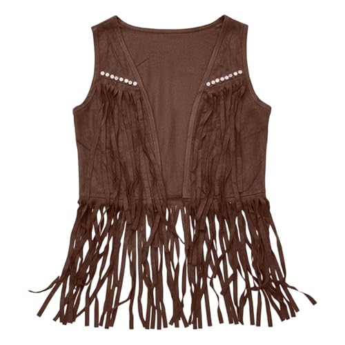 Chaleco con flecos informal chaqueta sin mangas abierta y ropa boho casual 2