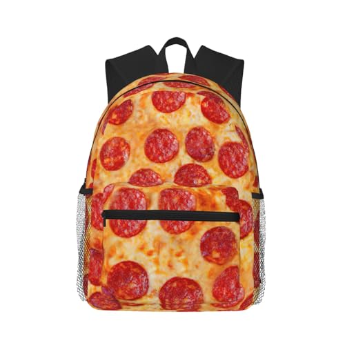 Sac à dos imprimé pizza pepperoni 3D noir en taille unique pour le quotidien