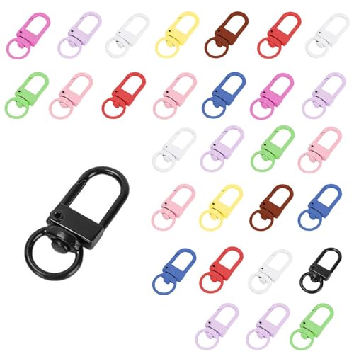 LWLWA 40 peças anel porta-chaves cores liga zinco, antiferrugem gancho porta-chaves 360° rotação, chapeamento mosquetões para porta-chaves, para acessórios bricolagem, brinquedos pendentes, chaves