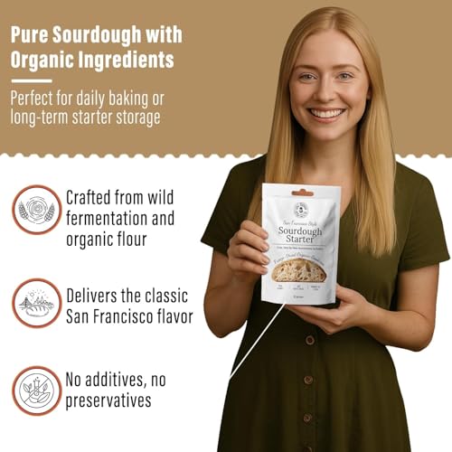 MY RUSTIC ROOTS All Natural & Organic San Francisco Sourdough Starter Culture - Beginner Friendly Sourdough Bread Starter - Perfect for Baking Delicious Homemade Artisan Bread, Pizza & More - 12g
