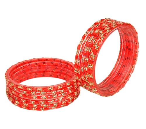 Image of Swara Creations Glass Bangles set for Women | Zirconwork Golden Raindrops Bangles Collection | Ethnic, Festive & Special Occassions(12Pcs)(SKU287)
