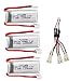 ZYGY 3PCS 7.4V 300mAh Lithium Batterie & 3 in 1 Umwandlung Kabel für WLToys F959 XK DHC-2 A600 A700 A800 A430 Fernbedienung Segelflugzeug