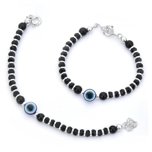 DICHKAU Jewellery Evil Eye Anklets For Women Girls Sterling Beads Evil Eye Nazariya Anklet With Black and Silver Crystals Anklets for Girls & Women (B0D4LX8NSS) Amazon Price History, Amazon Price Tracker