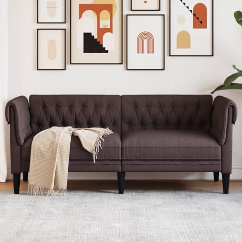 Hommdiy Chesterfield Sofa, Couch mit Armlehnen Rückenlehne Stützbeine, Polstersofa für Wohnzimmer, Couchgarnitur, Modern Sofa,2-Sitzer,Dunkelbraun