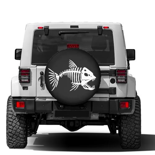 Image of Delerain Fish Bone Spare Tire Cover Wheel Protectors Sun Protector Waterproof for Trailer RV SUV Truck and Many Vehicle(16 Inch for Diameter 29 inch-31 inch)