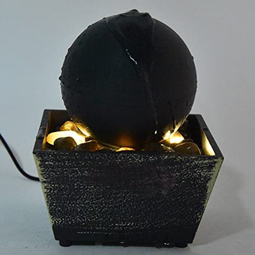 Cachoeira interna, decoração de fonte de mesa USB 3V, fonte de forma de bola de mesa com luzes de LE