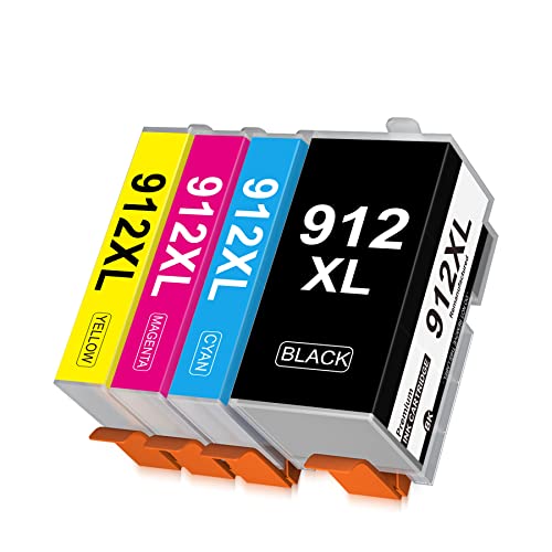 Denver Kompatibel 912 912XL Druckerpatronen Ersatz für HP 912XL Multipack für HP OfficeJet 8012 8014 8010 8015 für HP OfficeJet Pro 8022 Patronen 8024 8025 8030 (1 Schwarz, 1 Cyan, 1 Magenta, 1 Gelb) Cover