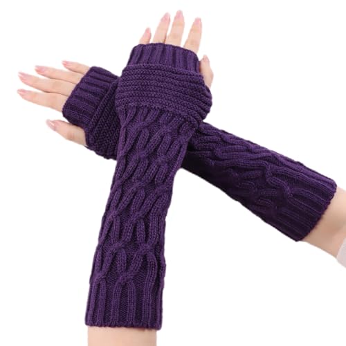 Lcaiualu Winter Women Arm Warmers Long Fingerless Gloves Knit Sleeves