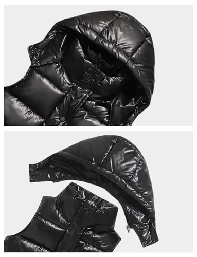 Happy Cherry Boys Girls Puffer Vest Toddler Winter Warm Hooded Sleeveless Jacket Kids Zipper Glossy Waistcoat Outwear 2-12T3