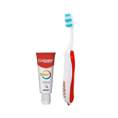 Colgate Kit da viaggio portatile | Include spazzolino da denti morbido e dentifricio Colgate Total 20 ml | Fornisce una protezione completa 24 ore