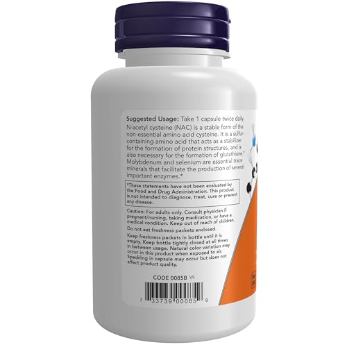 Image of Now Supplements, NAC (N-Acetyl Cysteine) 600 mg with Selenium, 100 Capsules (Pack of 12)