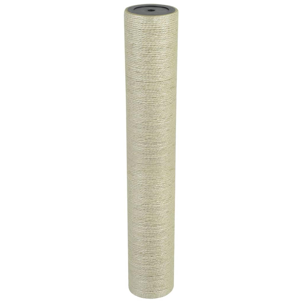 Tiragraffi per gatti beige, in sisal naturale, altezza 50 cm, colonna da 8 cm con foro interno da 8 mm, montaggio a parete per gatti, gattini e tigre, in appartamento o balcone